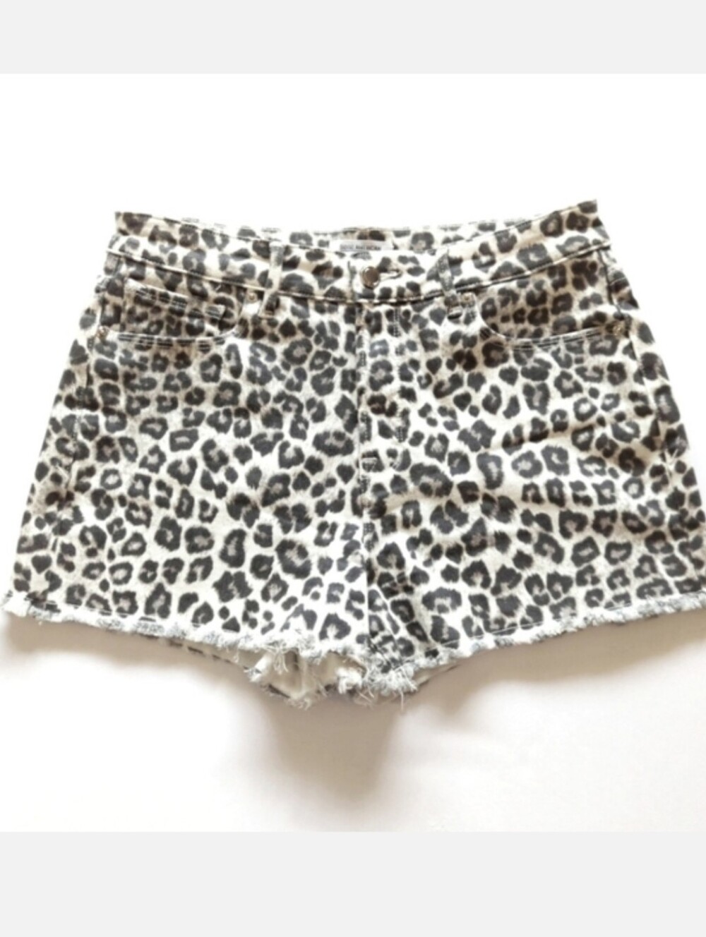 Good American Snow Leopard Cut Off Shorts Size 14/32